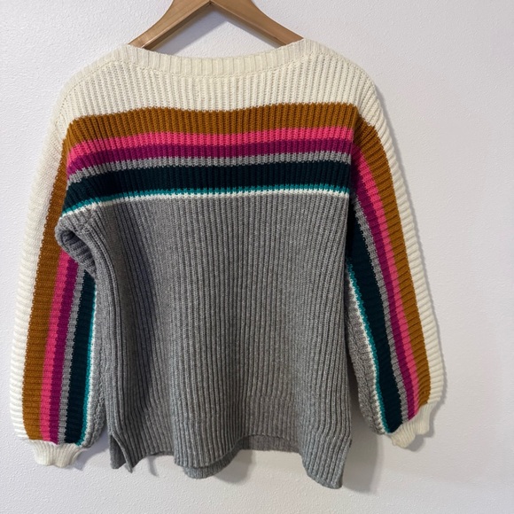 Anthropologie Sophie Ribbed Sweater Rainbow Stripe Chunky Knit-Small - Picture 3 of 11
